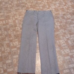 Men's Gray-blue Print Polyester Pants 1970's 34x33.5 Vintage Hubband